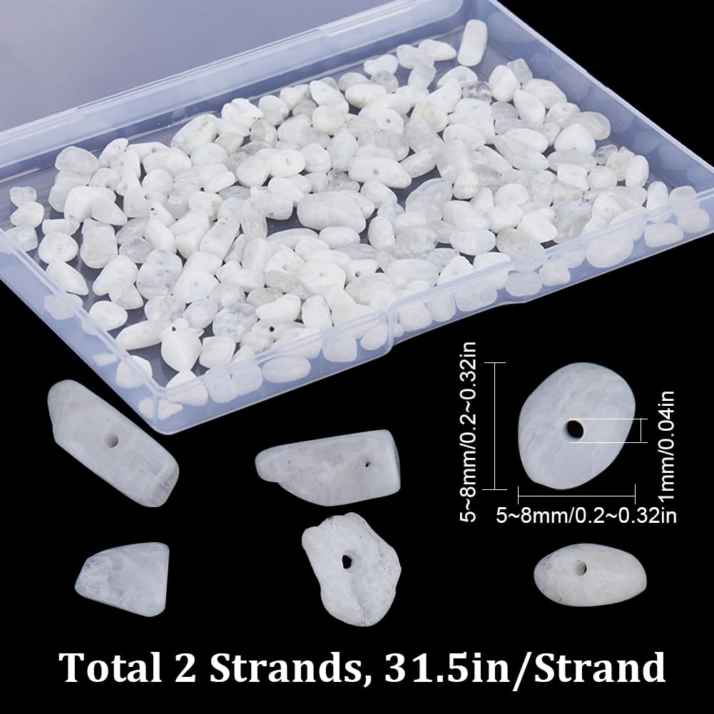 SUNNYCLUE 2 Strands Moonstone Chips Bulk Chips Beads Strand Moonstone Beads Healing Energy Gemstones Chip Stones Irregular Stone Chip Beads for jewellery Making Garden Aquarium Vase Plants Home Decor - Image 2