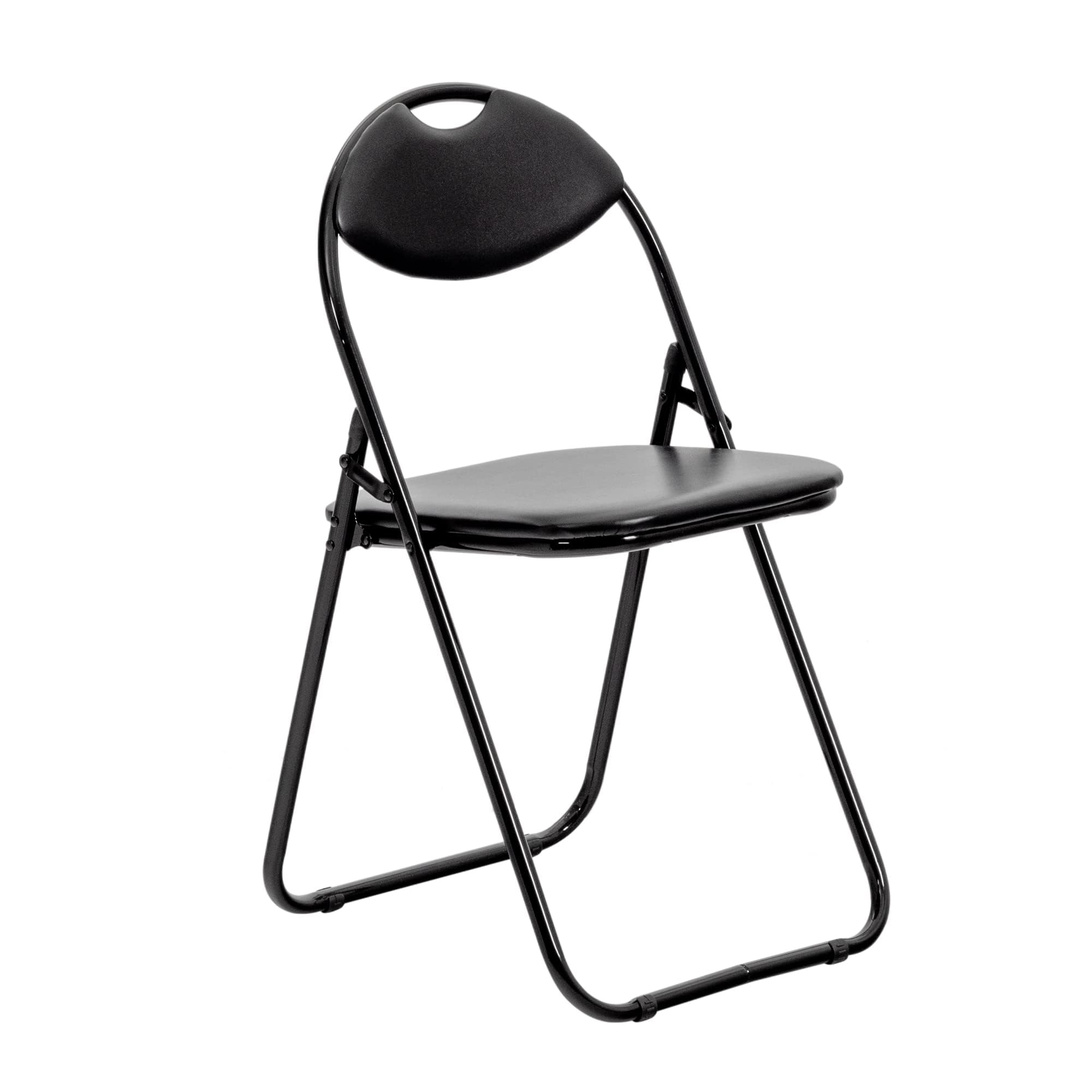 Harbour Housewares Black Padded Folding Chairs - Pack of 1 Portable Folding Chairs for Dining, Office, Vanity, Makeup, Study & Home Soft Padded Seating Small Desk Seats