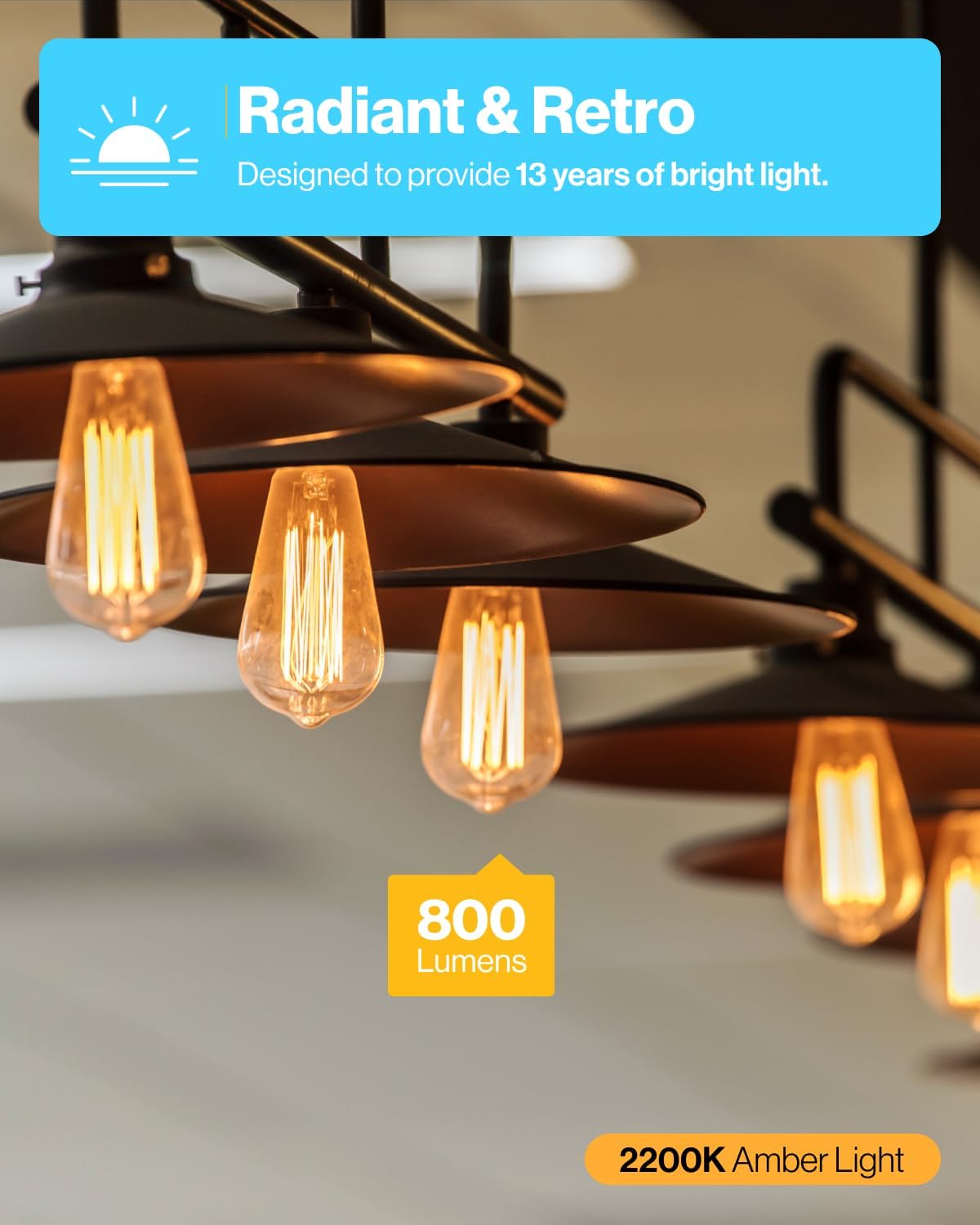 Sunco 7 Pack 60W Vintage LED Edison Bulbs Equivalent 8.5W CRI92 800 Lumens, Dimmable ST64 Filament ST19, 2200K Amber Light E26 Medium Base Light Bulbs High Brightness Clear Glass Waterproof UL