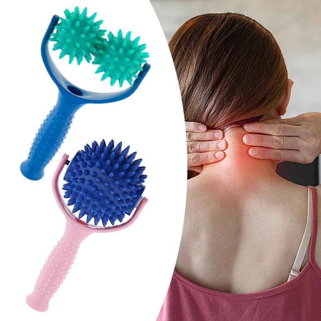 THE STYLE SUTRA 2x Spiky Massage Rollers Relaxation Tools with Handle for Shoulder Neck Back