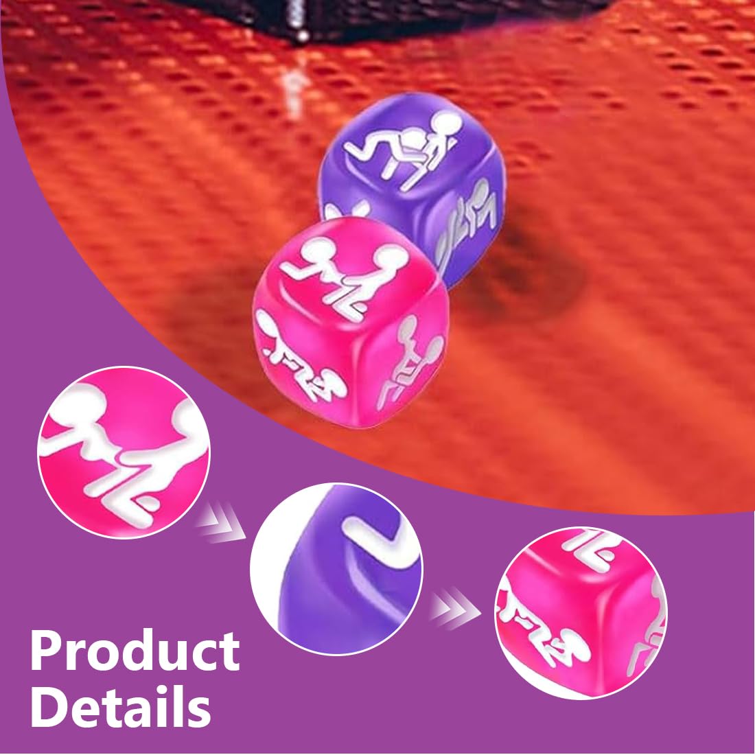 2 Pezzi Dado Sessuali Set, Giochi Erotici, Giochi Sessuali Hot per Coppia, Cubi Erotici Viola Orale E Rosa Sesso, 1.8Cm, Gioco Per Coppie Adulti Camera Da Letto