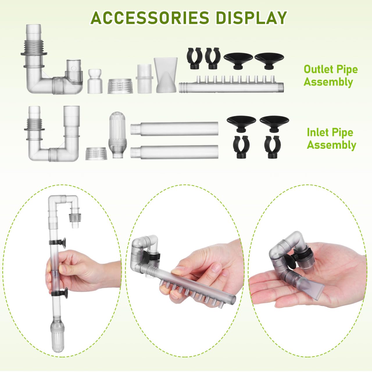 FOMIYES Kit Tubi Filtro Acquario Esterno - Raccordi per Tubi Acquario con Ugello di Uscita E Aspirazione Regolabile per Serbatoio di Pesce, Compatibile con Tubo 12/16 Mm