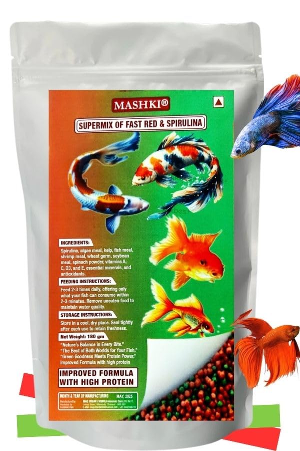 MASHKI Super Fish Food – Growth, Color & Health Enhancing Pellets for All Tropical and Aquarium Fish, Suitable for All Life Stages.
