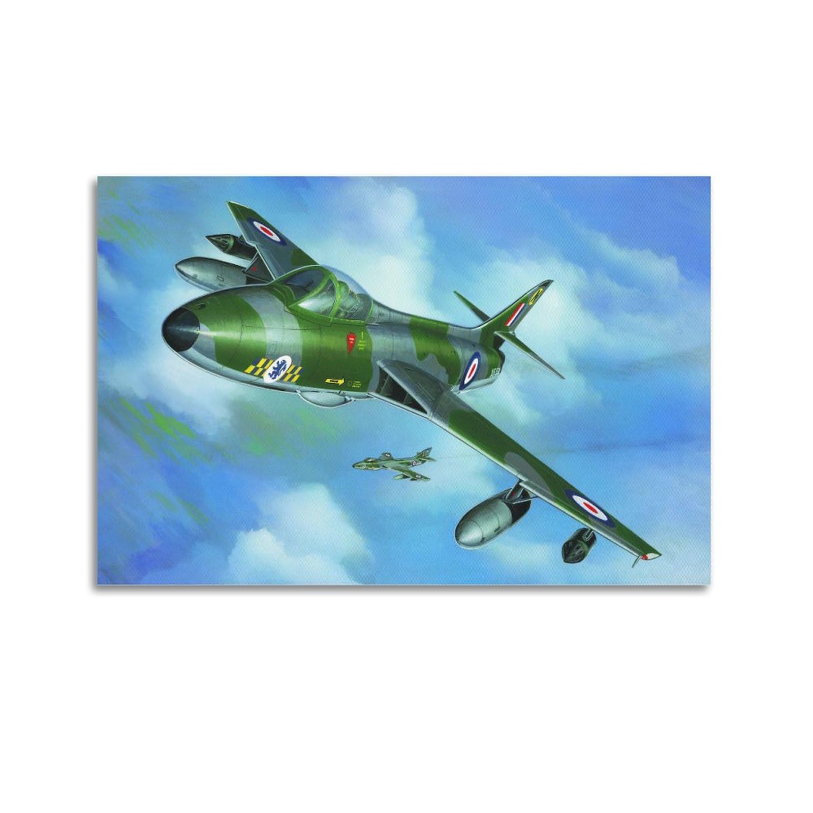 LADV Vintage Military Aircraft Poster Hawker Hunter FGA.9 Fighter Plane Decorative Painting Canvas Wall Artworks Picture 20x30inch(50x75cm)