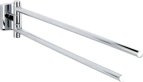 Toallero giratorio tesa Klaam, de metal cromado brillante, autoadhesivo, tecnología de montaje adhesiva, 82 x 46 x 460 mm