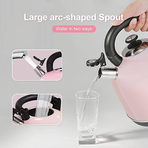 Miniatura 2 de Caldera de temperatura eléctrica, de acero inoxidable de 2 litros, con termómetro para té y café, 1200 W, apagado automático, protección contra