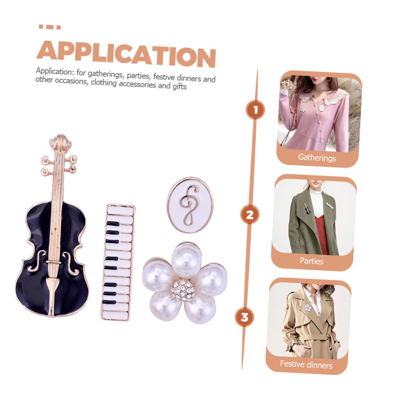 VALICLUD 20pezzi Spilla Elegante Forma Di Violino Di Pin Per Abbigliamento Femminile Accessorio Musicale Per Occasioni Speciali
