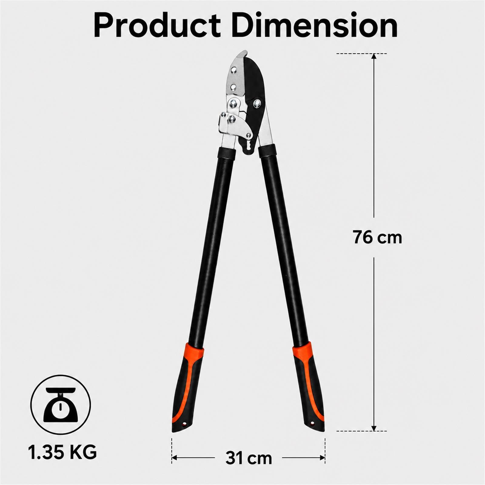 GOOGO Astschere Schwer, Baumschere mit SK5 Kohlenstoffstahlklingen, Antihaftbeschichtung und Vierpunkt Hebelmechanismus zum Schneiden Dicker Äste