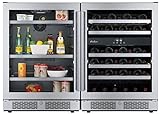 Avallon AWCBV14045 48 Inch Wide 140 Can Capacity Beverage Cooler and 45 Bottle Capacity Dual Zone Wine Cooler with Double Pane Glass, Touch Control Panel, and Lockable Doors