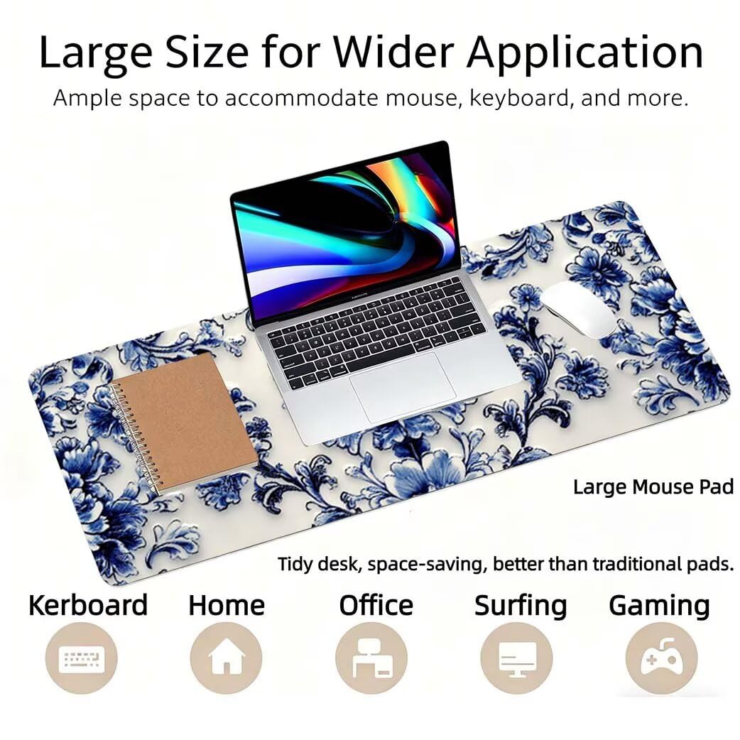 Lpfieonn Katze Großes Schreibtischunterlage, XXL Schreibtischunterlagen, Weiß XXL Wasserdicht Gaming Mousepad mit Vernähter Rand und Rutschfeste Gummibasis, für Laptop/Hause/Büro 120x60cm PF-3529