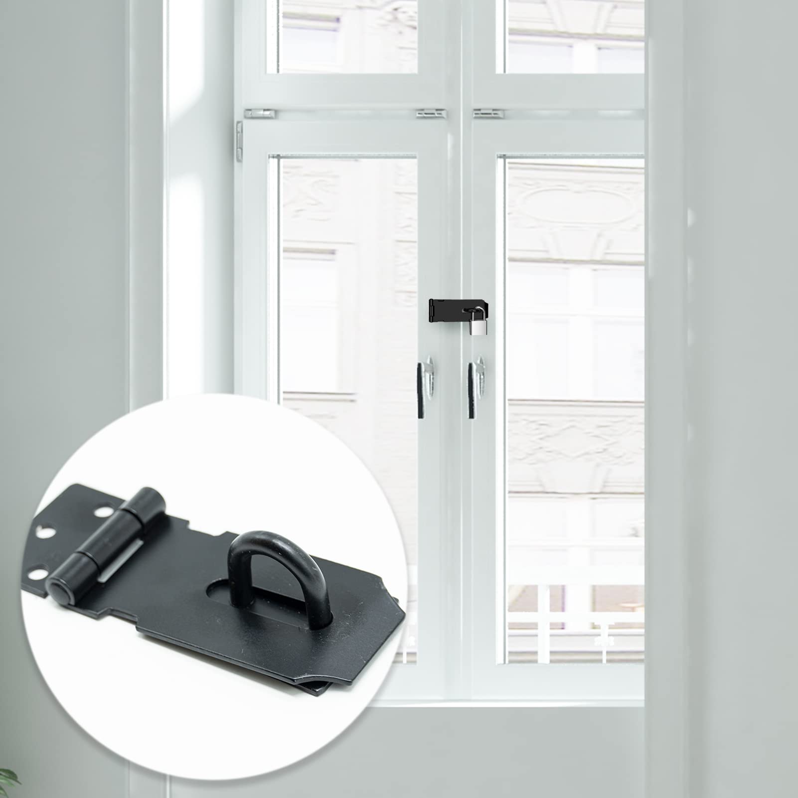 SZXMDKH Lucchetto per porta con chiavistello, 7,5 cm in acciaio inossidabile con chiavistello e gancio Serratura per capannone Serratura per porta del capannone Serratura resistente per cancello