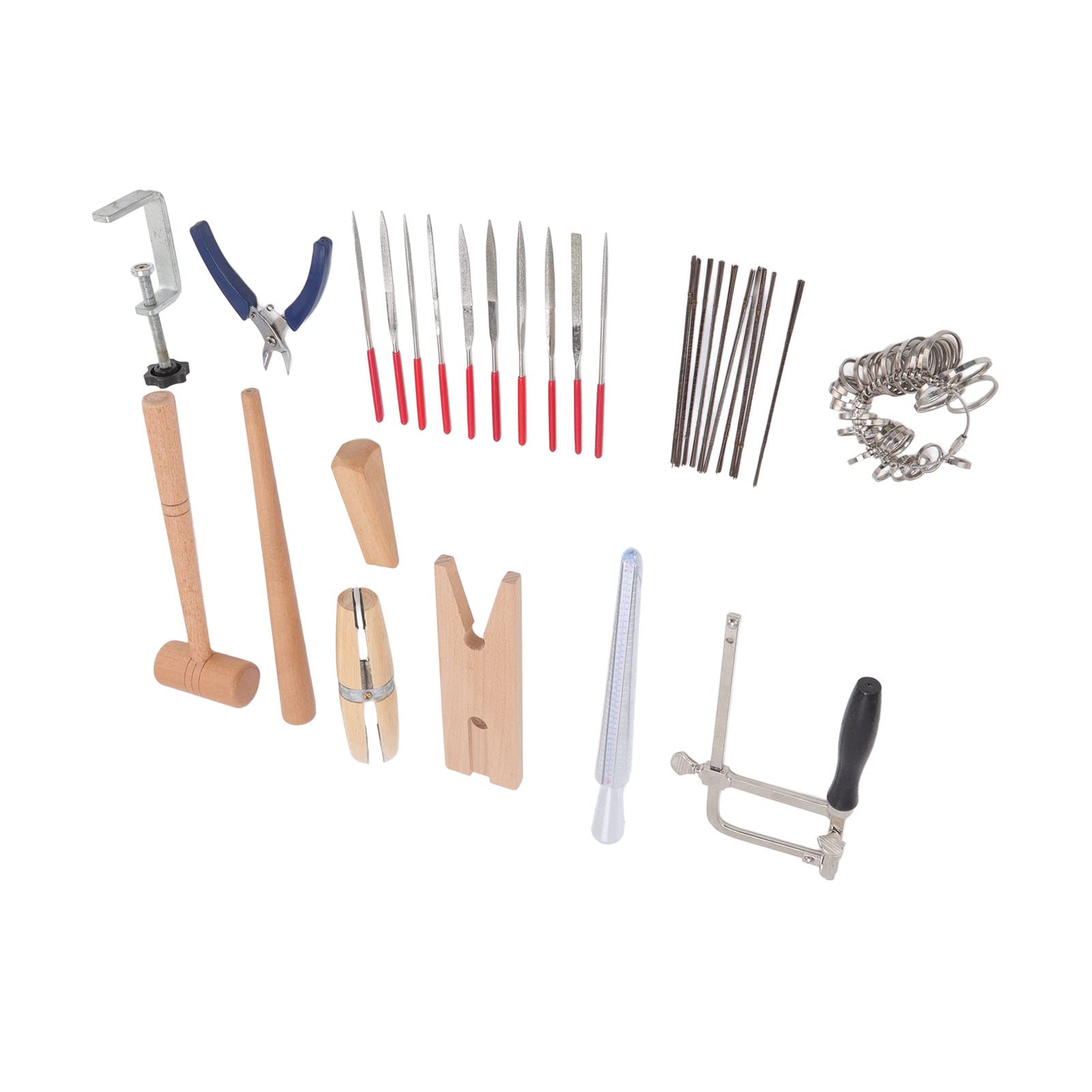 Ensemble d’outils de fabrication de bijoux, kit d’outils de bijouterie avec lame de scie pour bijoutier, ciseaux à fil, lime à aiguille, mandrin pour bagues, pour l’artisanat DIY