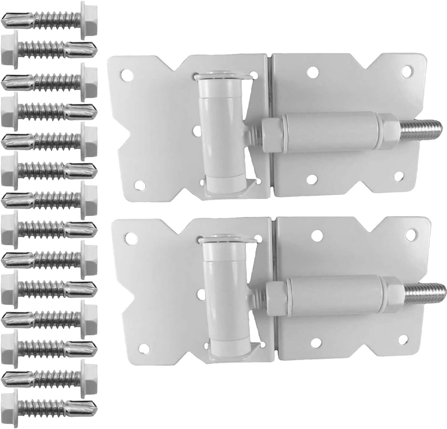 Self Closing Vinyl Gate Hinges - White - for Vinyl, PVC and Plastic Fencing: Vinyl Fence Gate Hinges w/Mounting Hardware