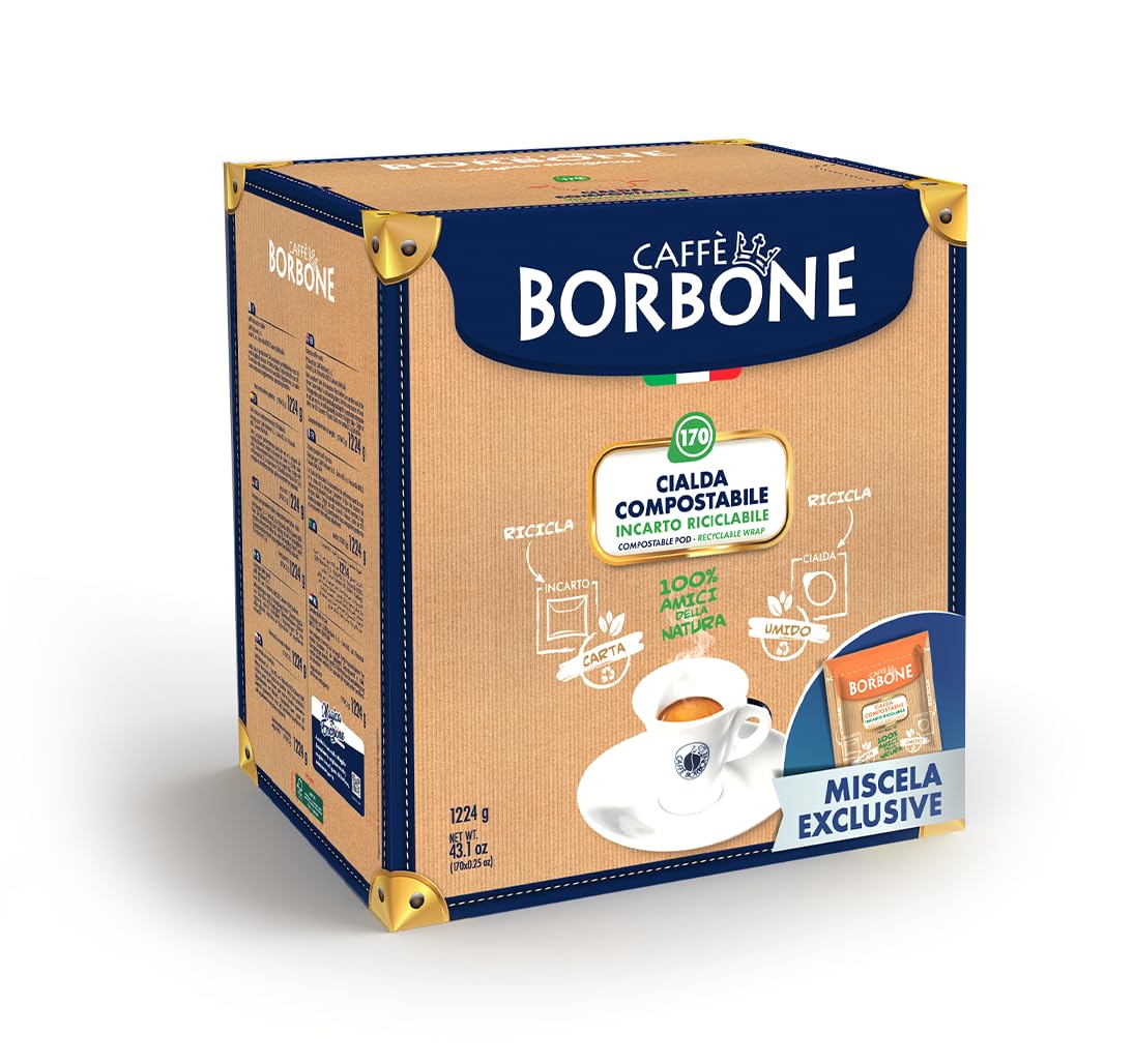 Caffè Borbone Kompostowalna Kapsułka do Kawy Mieszanka Ekskluzywna 170 Saszetek ESE 44 mm