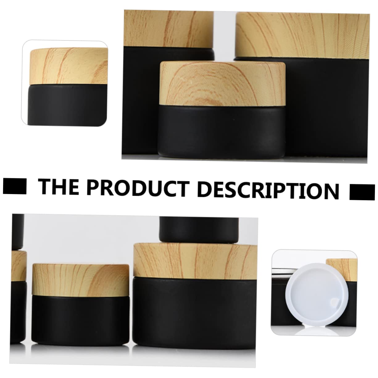 Barattolo Cosmetico in Vetro Nero Opaco 20g, Set 4 Pezzi