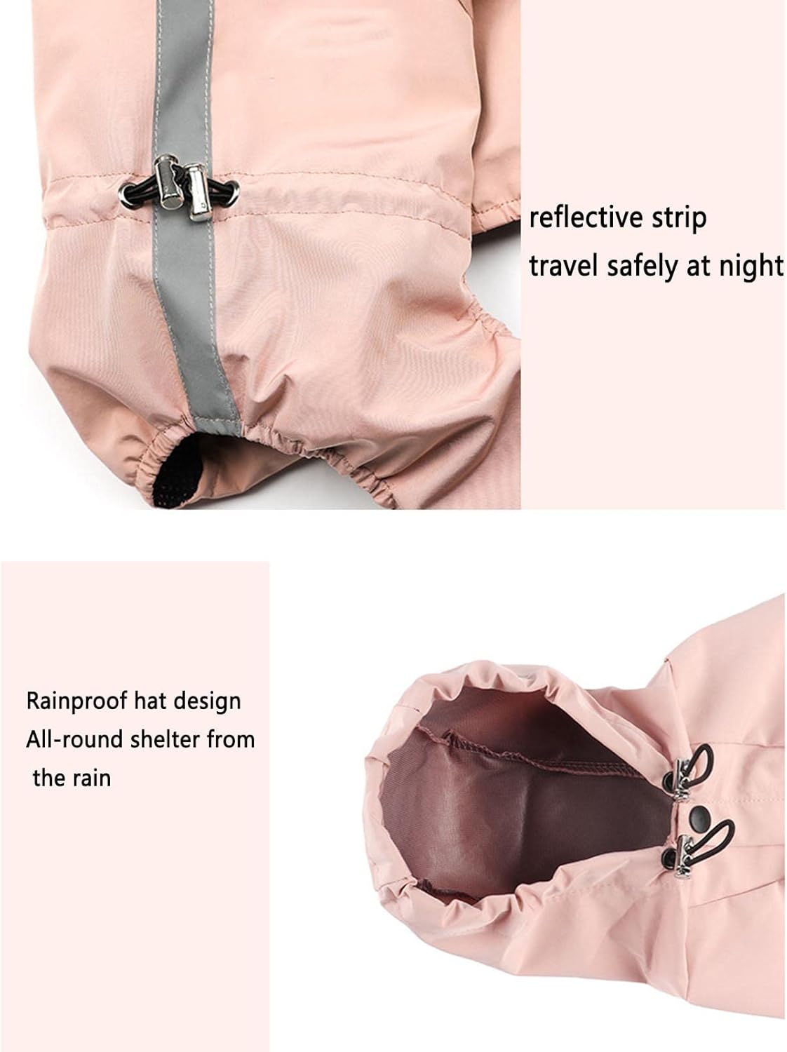 Dog Raincoat Waterproof Dog Coat Jacket Dog Raincoats Waterproof with Legs Small with Hood 4 Legged Cat Jacket Hooded Pet Clothing Reflective Rainproof and Breathable (S,Pink)