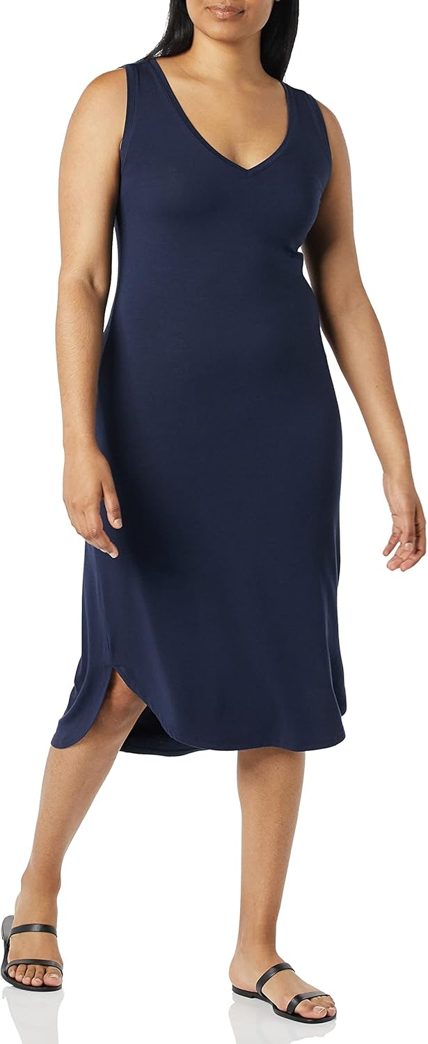 Amazon Essentials Women's Jersey Regular-Fit Sleeveless v-Neck Midi Dress (Previously Daily Ritual) - Image 3