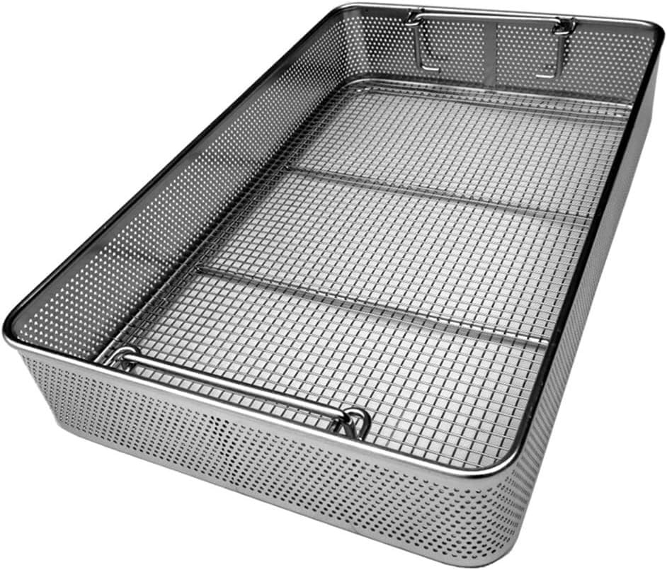 CucCe Sterilisationskörbe für Instrumente Sterilisationskörbe aus Edelstahl, Instrumentenaufbewahrung, perforierte Drainage(30 * 25 * 7cm)