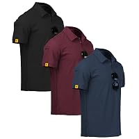 ZITY 3 Pack Polo Uomo Manica Corta Tshirt Traspirante ad Asciugatura Rapida Uomo Polo