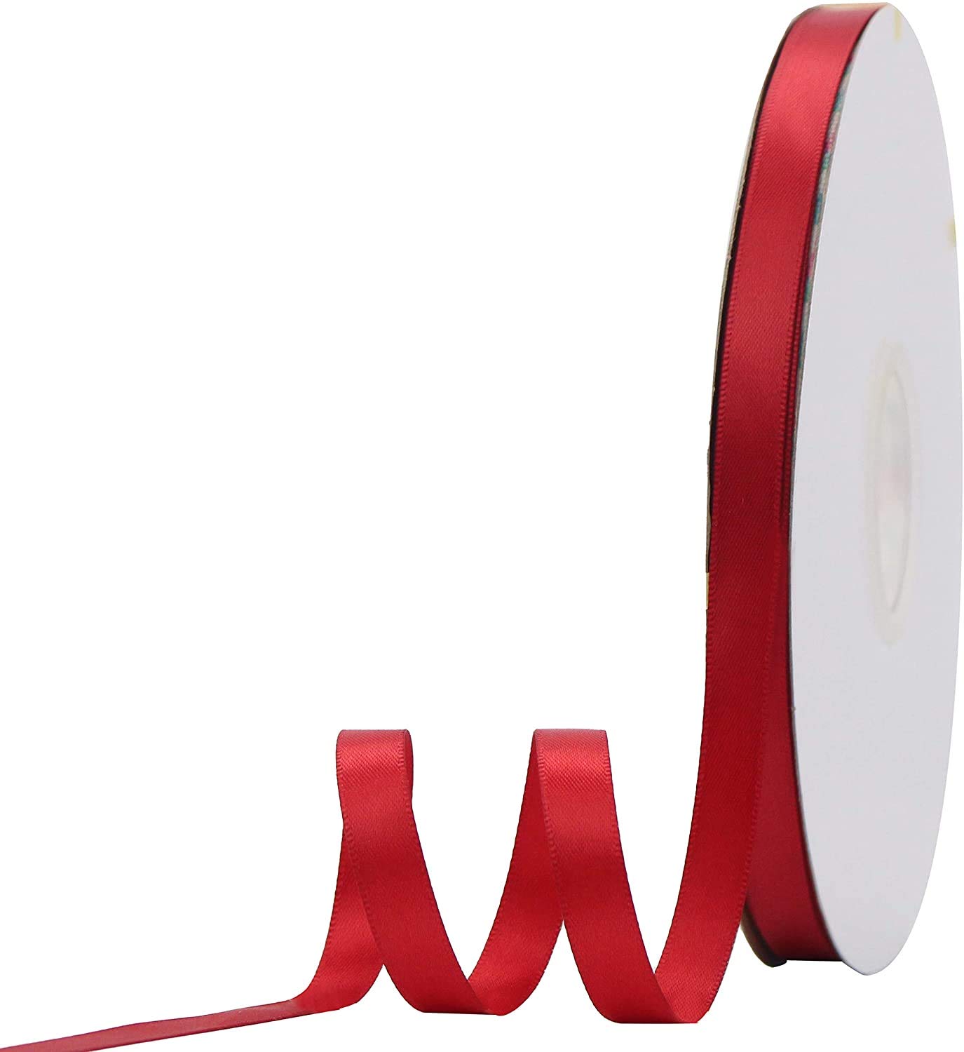 Double Face Polyester Satin Ribbon for Arts, Crafts, Sewing, Trim and Gift Wrapping (1/4 Inch, Red)