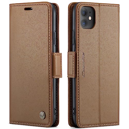 Coque pour iPhone 11 étui en premium cuir marron avec fentes porte-carte