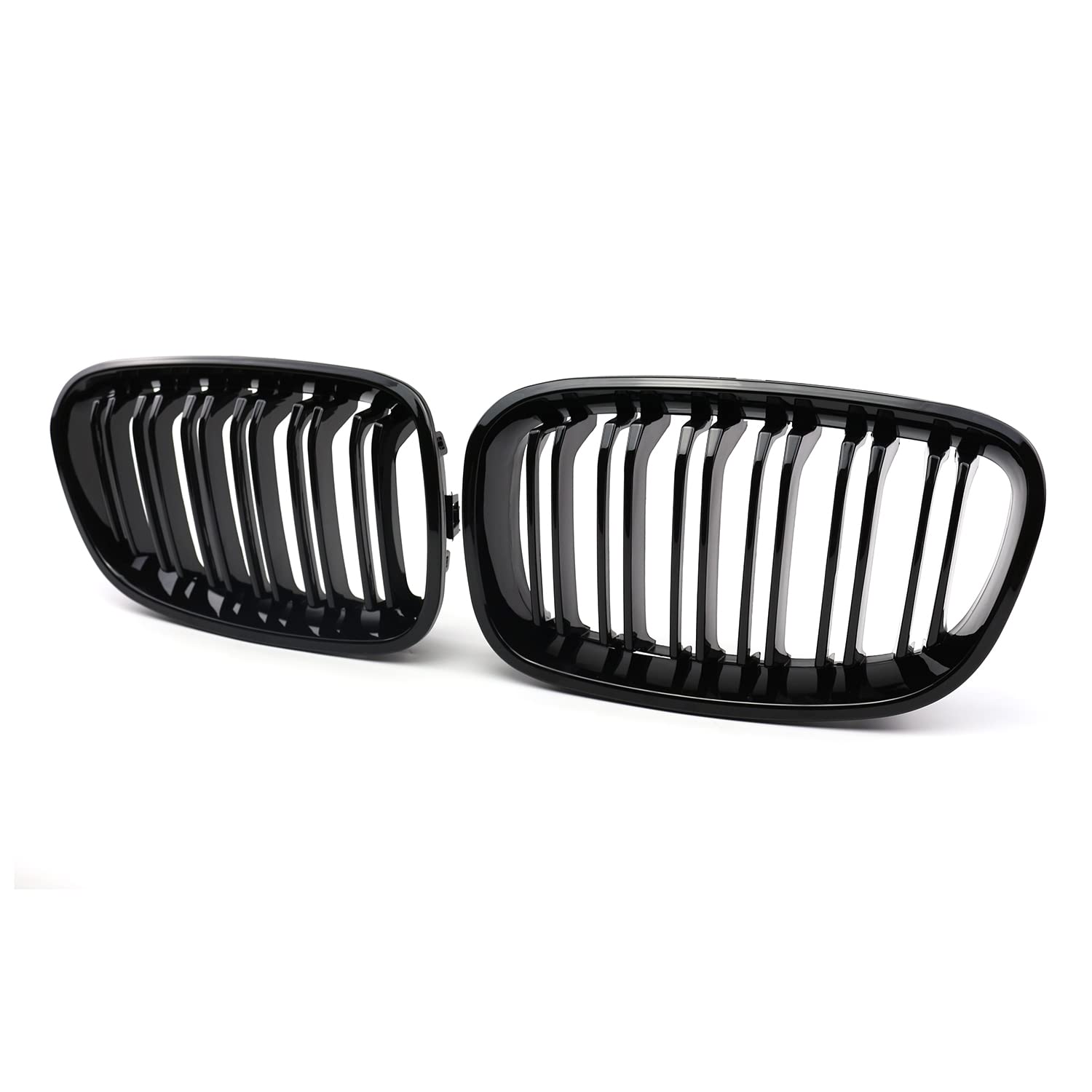 Front Nieren Kühlergrill Passend für BMW 1 Series F20 F21 2011-2014 NIEREN Schwarz Glanz Kühler Front Doppel Rippen Grill Links Rechts