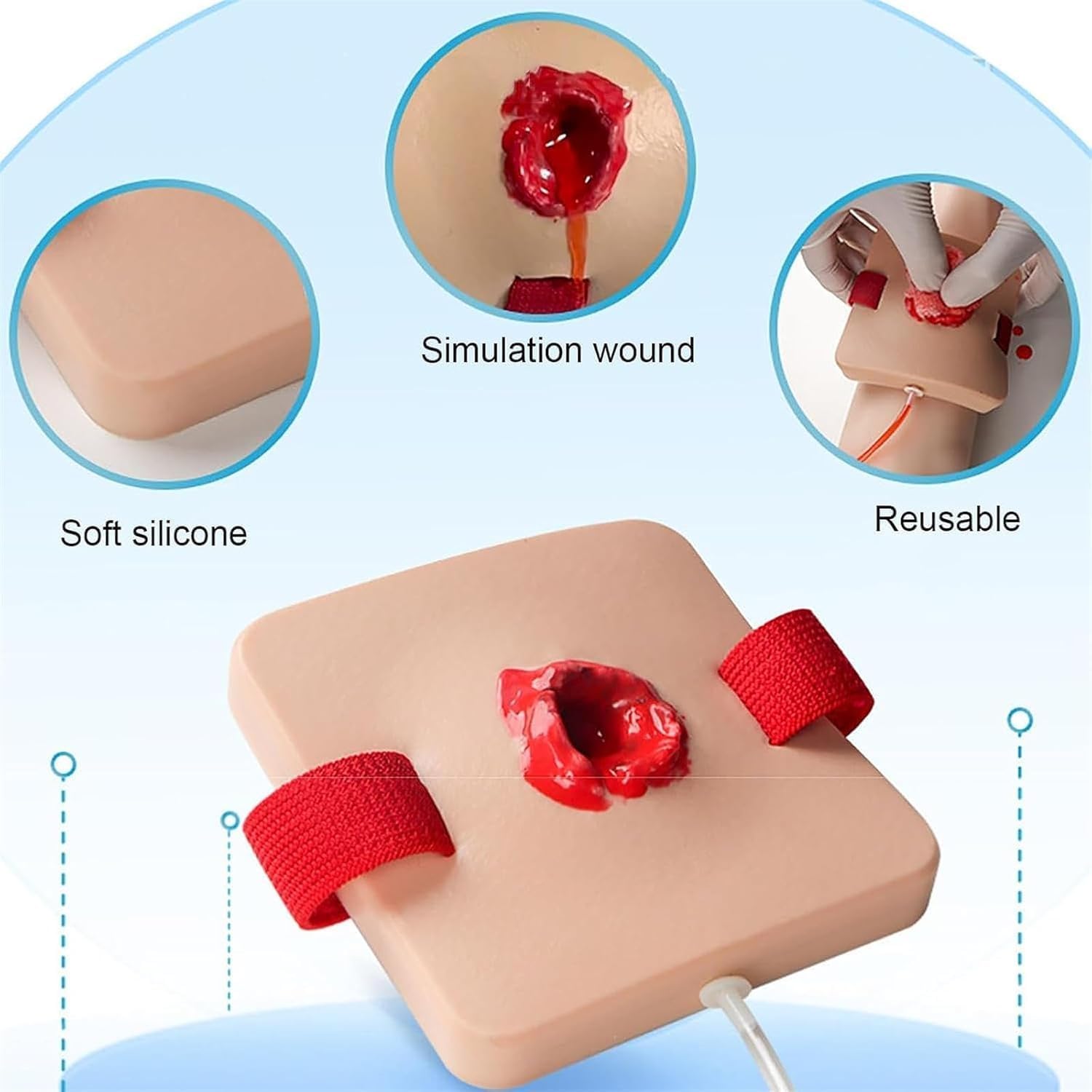Kit d'entraînement au Pansement des plaies par Balle, simule Le Pansement des plaies et Le Garrot, kit d'entraînement pour arrêter Le saignement, Conception Portable + réutilisable + Silicone M