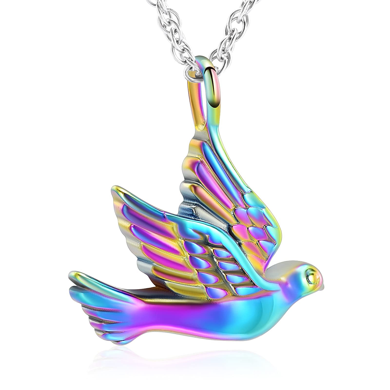 shajwoCremation Jewelry for Ashes Stainless Steel Peace Dove Urn Keepsake Memorial Ash Holder Cremation Urn Pendant Necklace