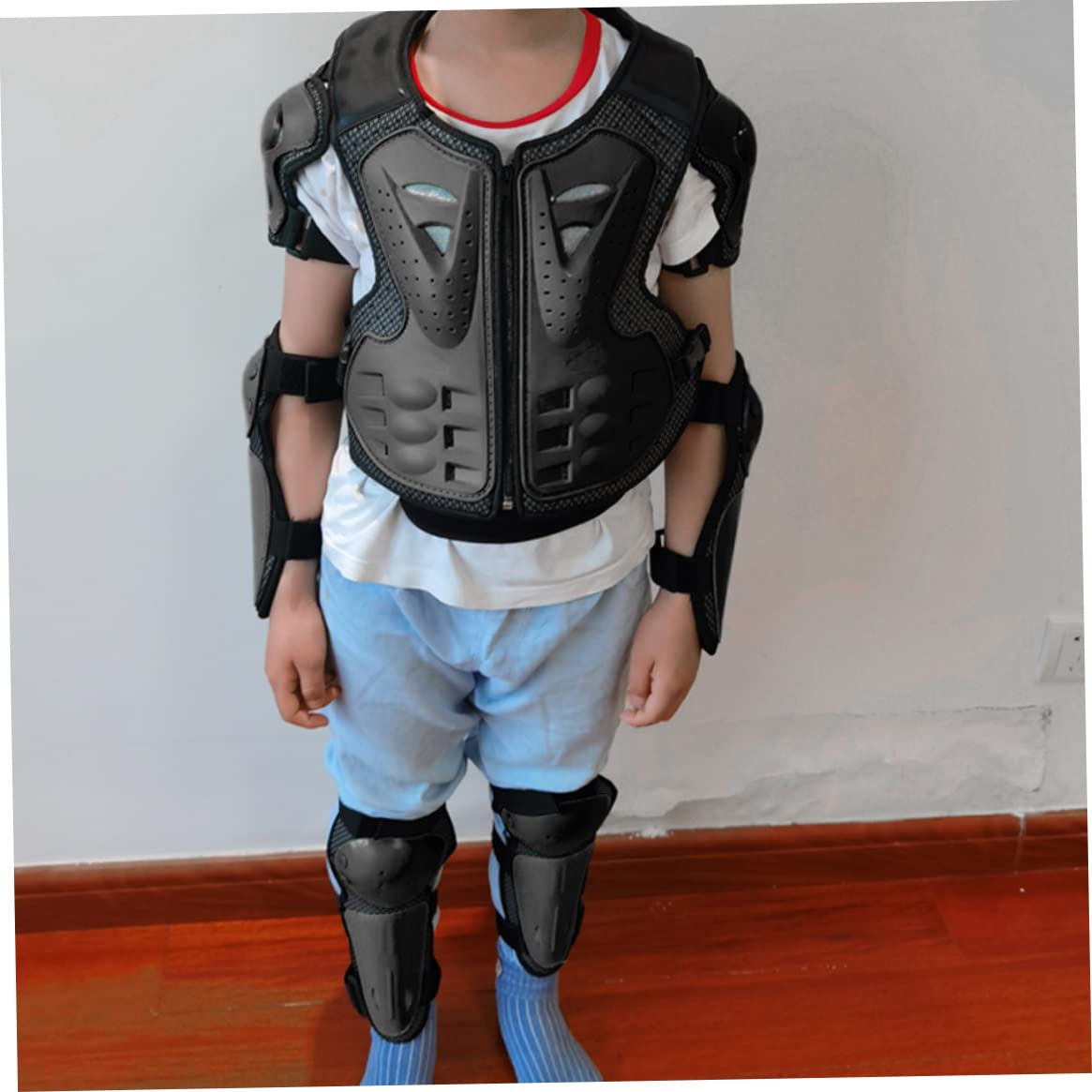 Gilet de Protection pour pour Enfants de 5 à 13 Ans, Gilet Protection pour Motocross avec genouillères et coudières, Ensemble d'équipement pour, Armure sécurité c
