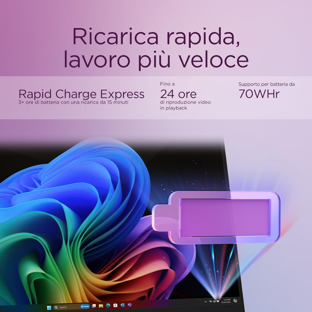 Lenovo Yoga 7 (2 in 1) Notebook Copilot+ PC Convertibile Touch 14” OLED WUXGA (1920x1200), AMD Ryzen AI 7 350, RAM 16 GB, 512 GB, 60 Hz, Windows 11 Home, WiFi 7 - Tidal Teal