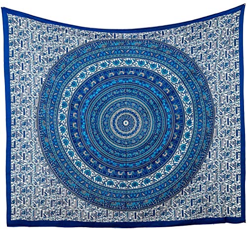 MOMOMUS Tapiz de Mandala para Pared - Ideal como Pareo, Colcha, Mantel, Alfombra de Picnic, Manta/Toalla de Playa Grande - Duradero, Elegante, Versátil - 100% Algodón y Tintes Vegetales - 210x230cm