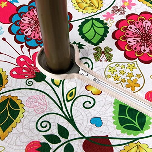Image of EHouseHome Outdoor Indoor 70inch Round Tablecloth with Umbrella Hole and Zipper, Waterproof Zippered Patio Table Cloths, Spring /Summer Table Covers for Backyard Circular Table /BBQs /Picnic