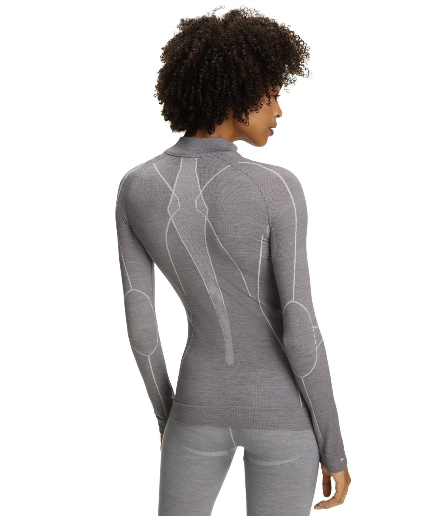 FALKE Damen Wool-Tech High Zip Neck Funktionsshirt Langarm atmungsaktiv klimaregulierend geruchshemmende Wolle Funktionsmaterial kalte bis sehr kalte Temperaturen Funktionsunterwäsche 1 Stück