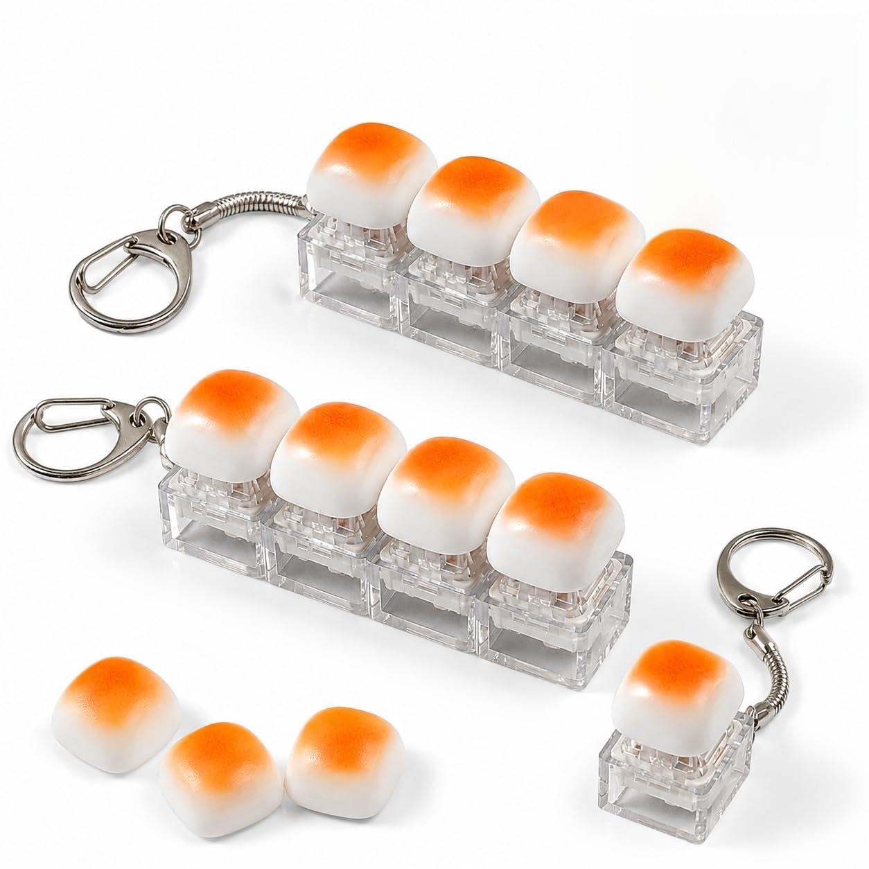 3-Pack Clicky Keyboard Fidget Toy, Bread Caps with ABS Keycaps, Clicky Fidget Toy, Clicker Fidget Toy, Office Focus Enhancement, Relaxing Leisure Use, ABS Material Construction
