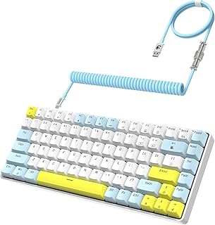 YINDIAO K84 75% Mechanical Gaming Keyboard,84 Keys TKL Layout Compact Keyboard,Hot Swappable,18 LED Backlit,Anti-ghosting,With Pro Coiled USB-C Cable,Ergonomic,Portable,for PC,Mac (Lemon,Red Switch)