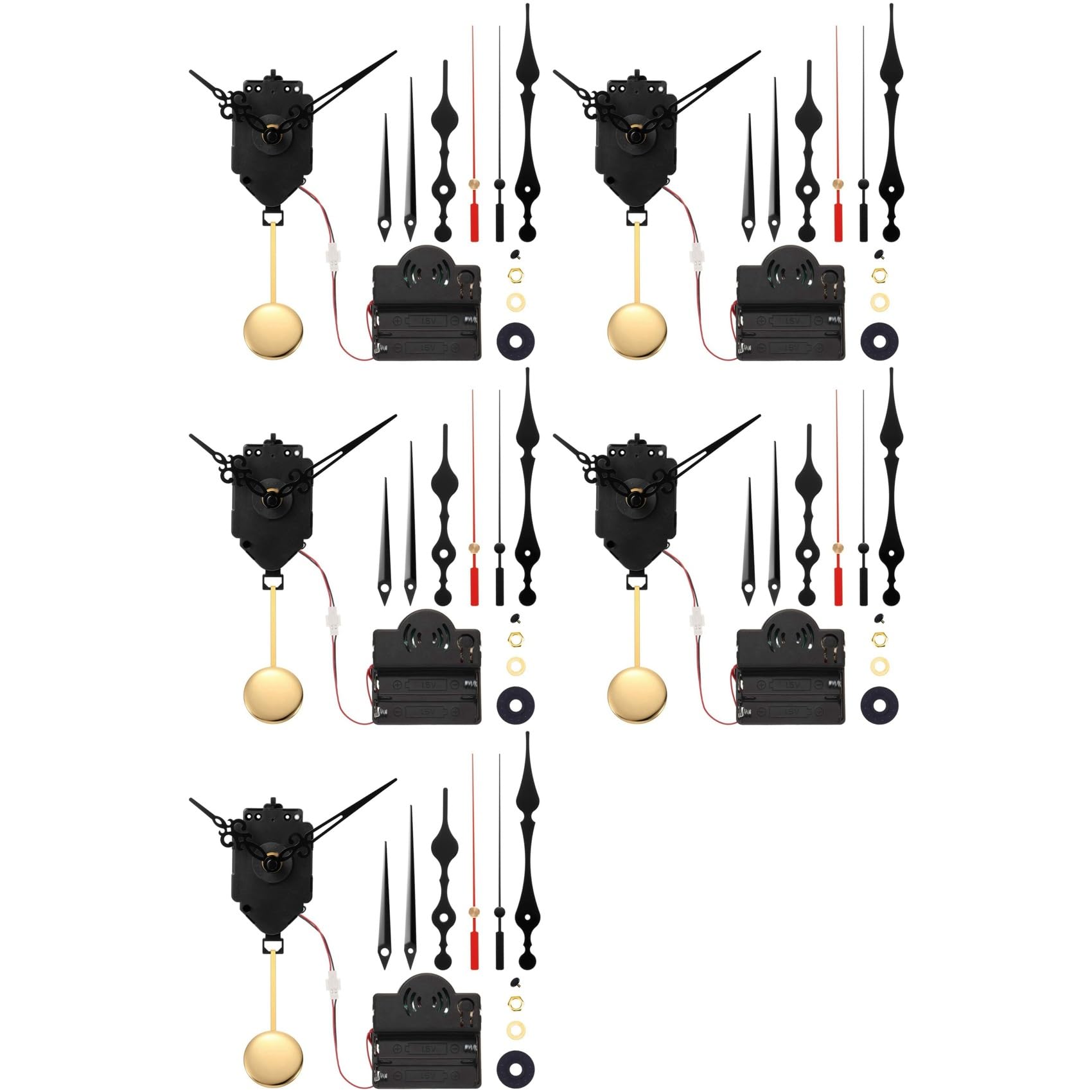 Hndhbfgrt 5X Quartz Pendulum Trigger Clock Movement Chime Melody Mechanism Clock Kit with 15 Pairs of Hands