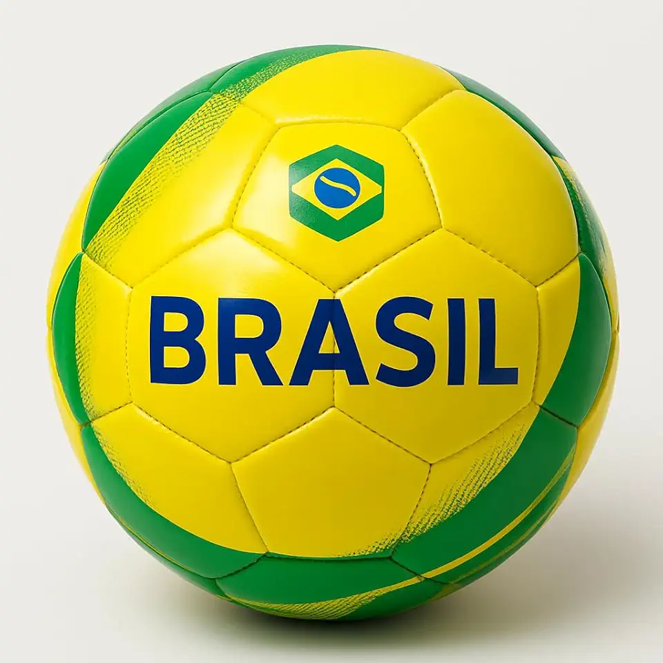 Bola de Futebol Brasil, Tamanho N.5, Verde e Amarelo, para Campo e Quadra, Modelo Torcedor, Infantil