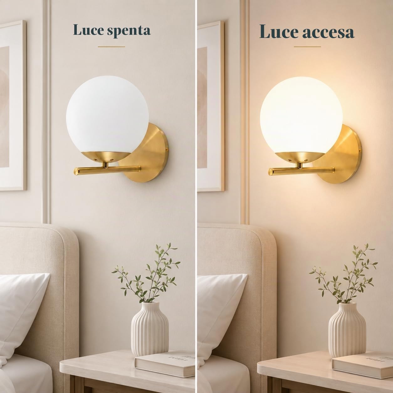 ZMH lampada da parete per interni bagno - lampada da letto oro E27 palla