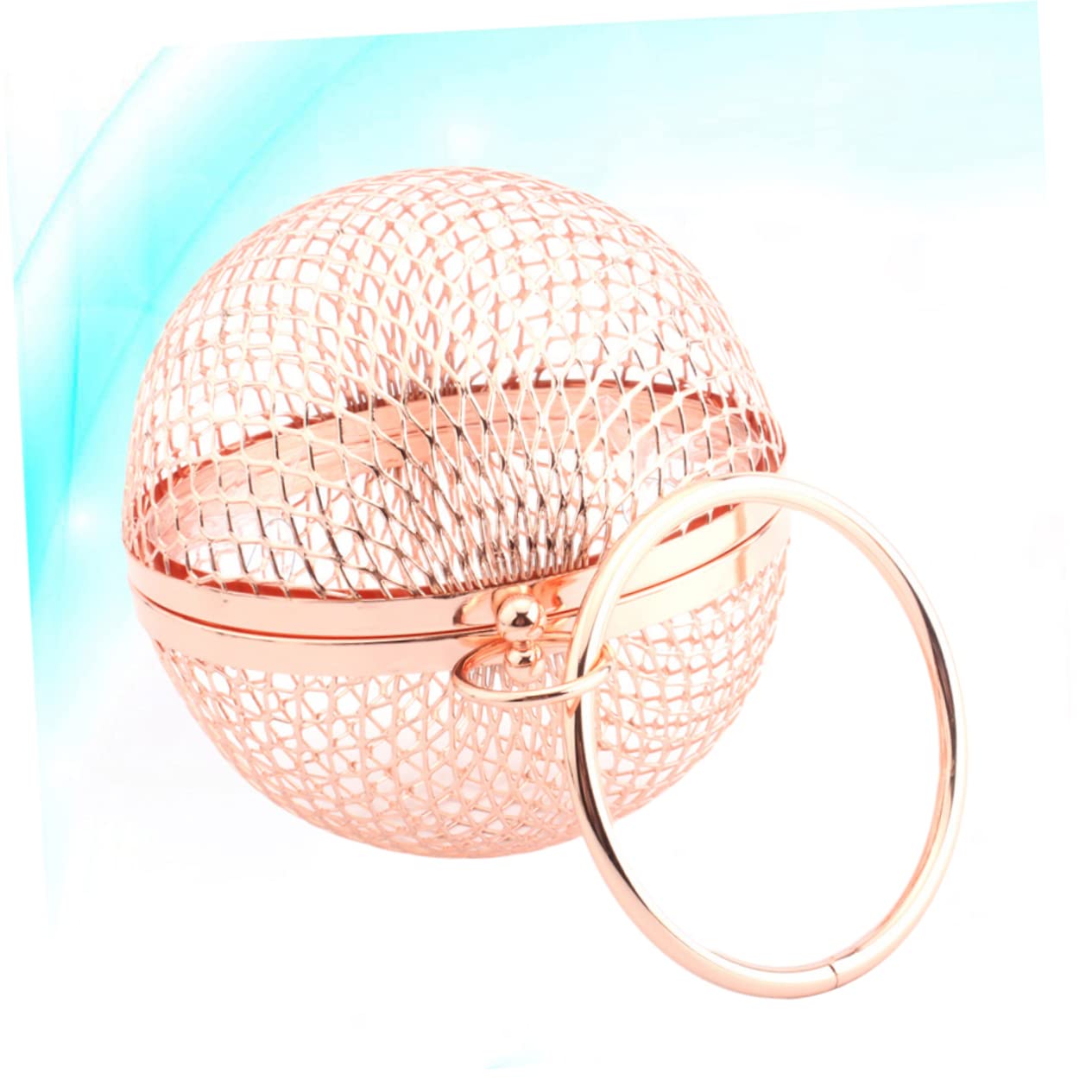 Borsa da Sera Rotonda in Metallo Oro per Donna, Clutch