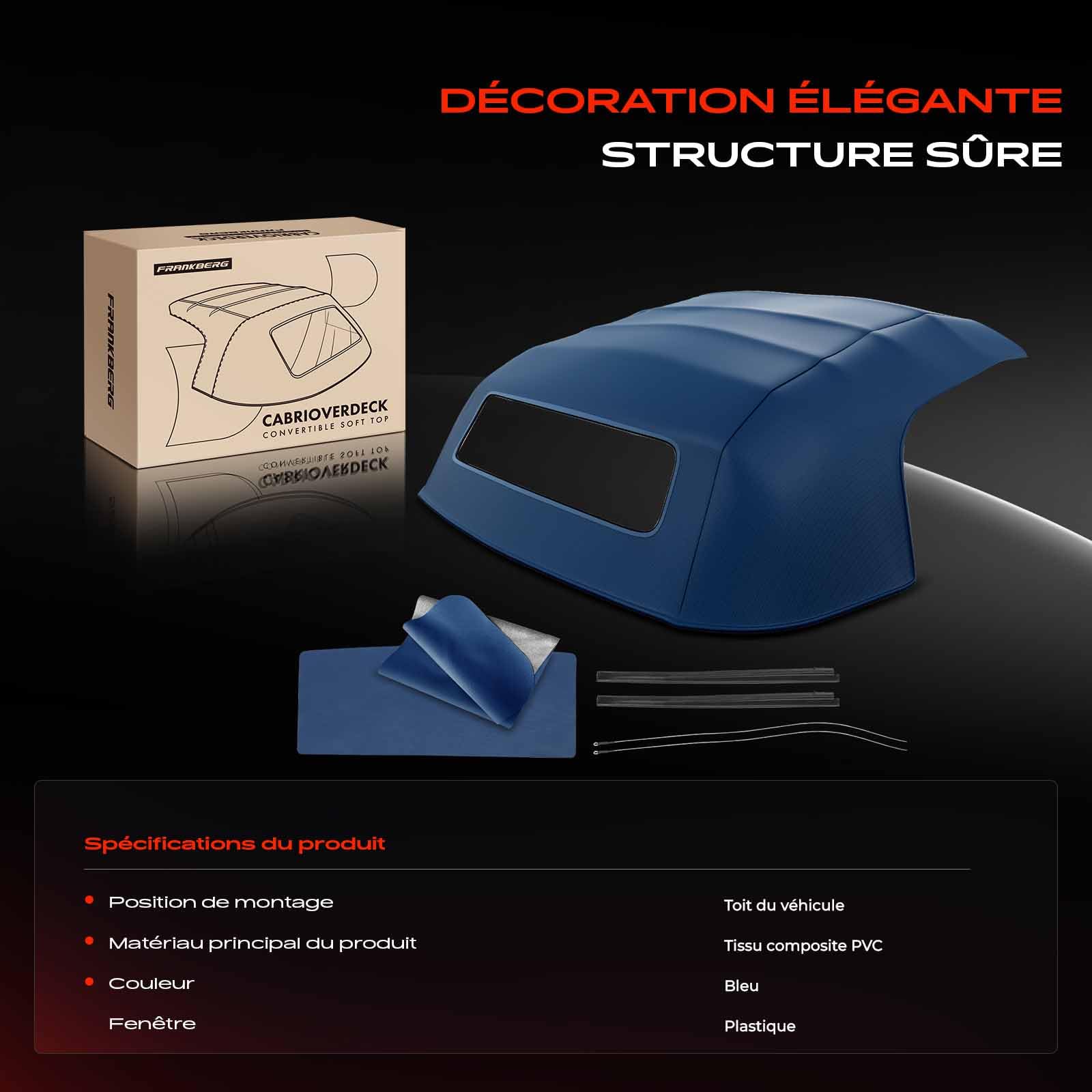 Frankberg Housse de capote souple pour cabriolet, bleue, PR-2291-442-2994