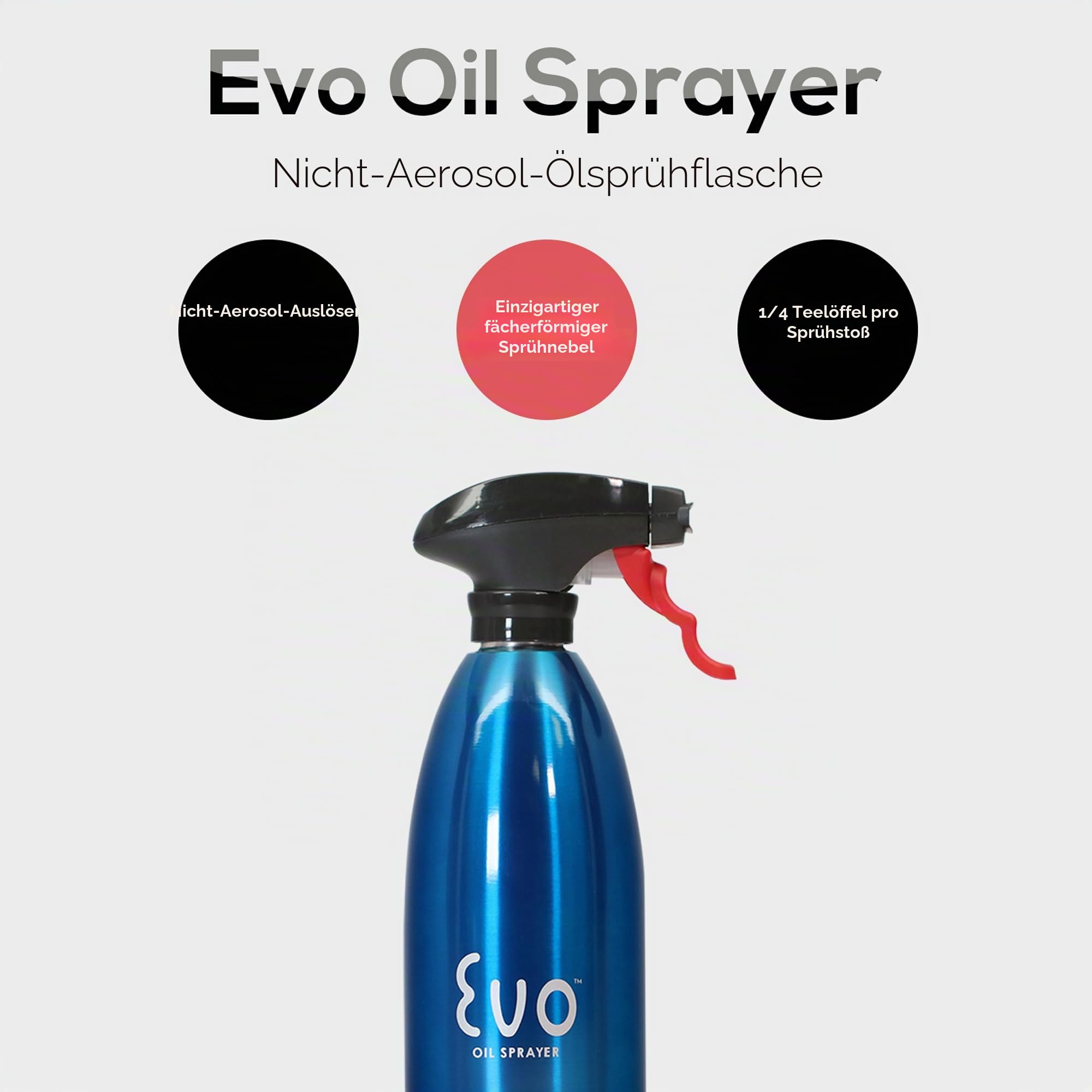 Evo Oil Sprayer 8113BL Evo Ölsprühflasche ohne Aerosol für Olivenöl und Speiseöle, Edelstahl, blau