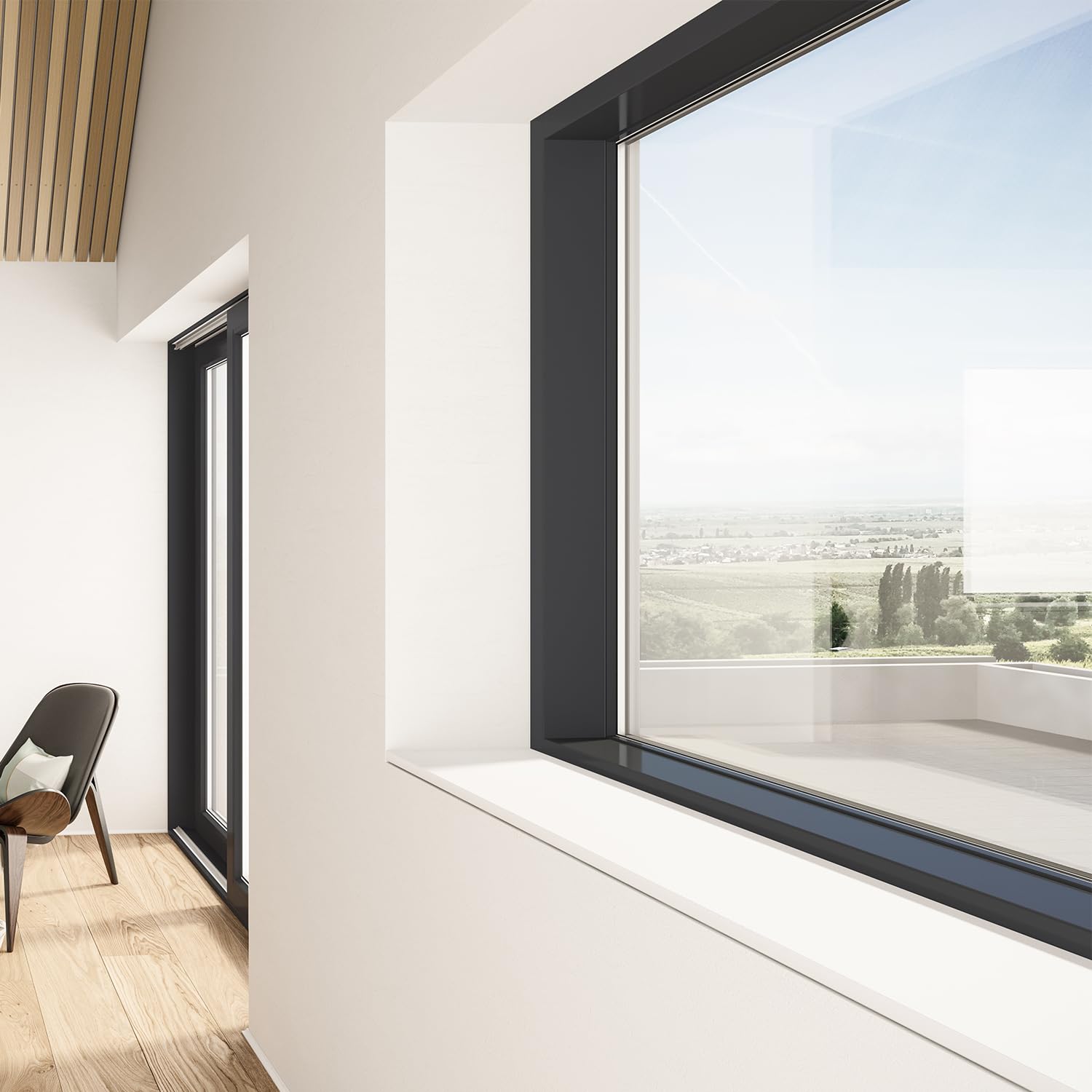 studioLINE MDF-Innenfensterbank nach Maß - 1,8 cm stark, melaminbeschichtet, mit ABS-Kante - Made in Germany - individueller Zuschnitt (Basalt Grau, T x L | 15 x 200 cm)