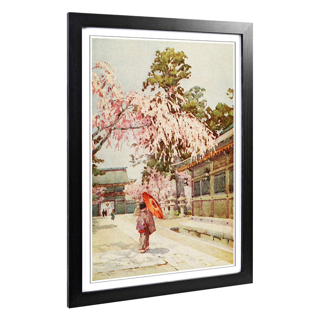 Big Box Art Framed Print of Ella Du Cane Japanese Oriental The drooping Cherry Design | Wall Art Picture| Home Decor for Kitchen, Living Room, Bedroom, Office, Black, A2 / 24.5x18 Inch / 62x45cm