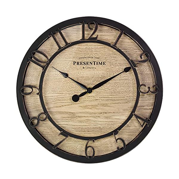 PresenTime & Co 10" Farmhouse Series Wall Clock, Cottage Style, Vintage Design, Oil Rubbed Bronze