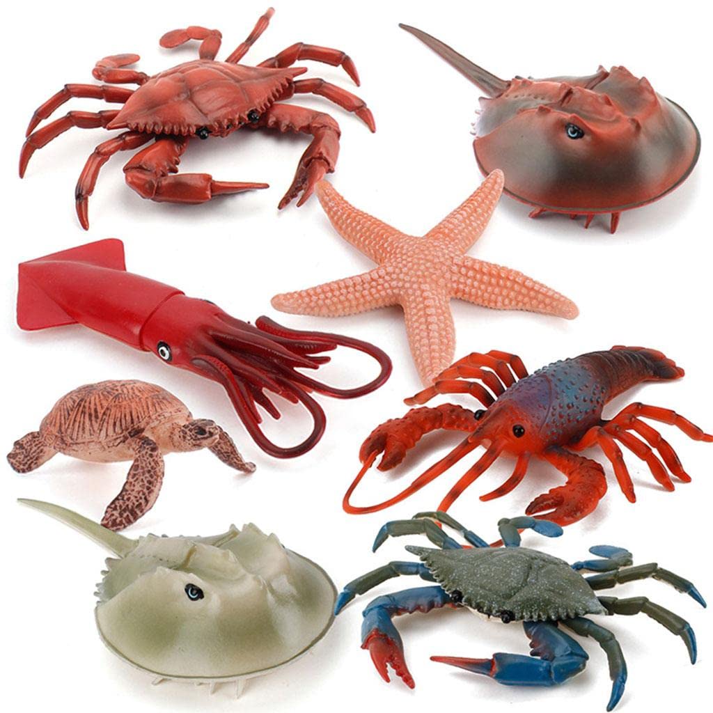 Colcolo de Animales Realistas Juguetes de Aprendizaje Adornos de año Artesanías de Juguetes Cognitivos Marinas Modelos de An, 2 Piezas Verde + 4 Piezas Rojo