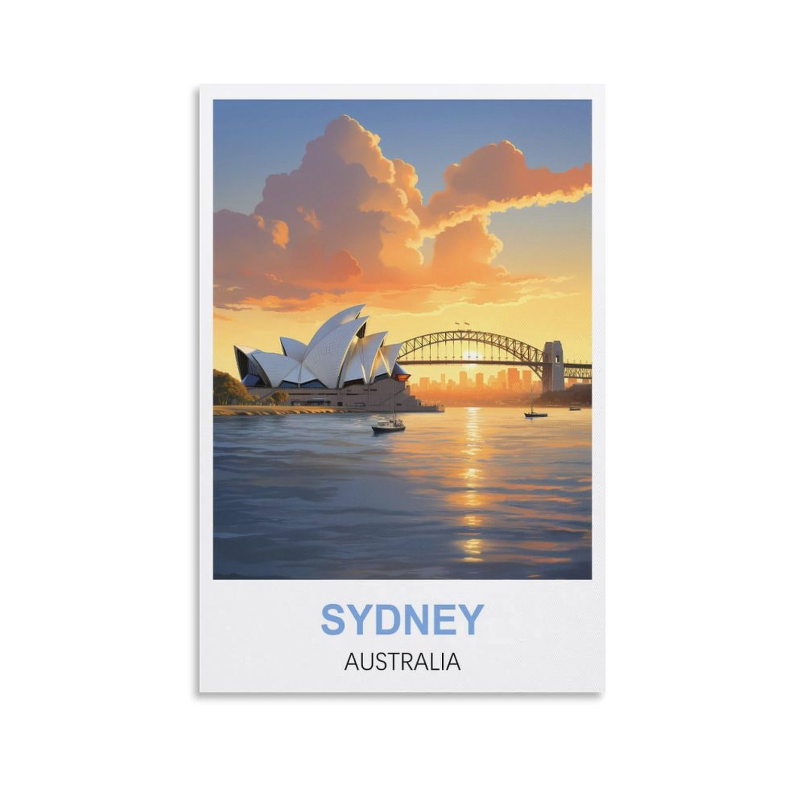 Wgmdoee Unframe-Style Sydney Australia Vintage Travel Poster 16X24inch(40X60cm) Canvas Poster Living Room Wall Art Home Decor