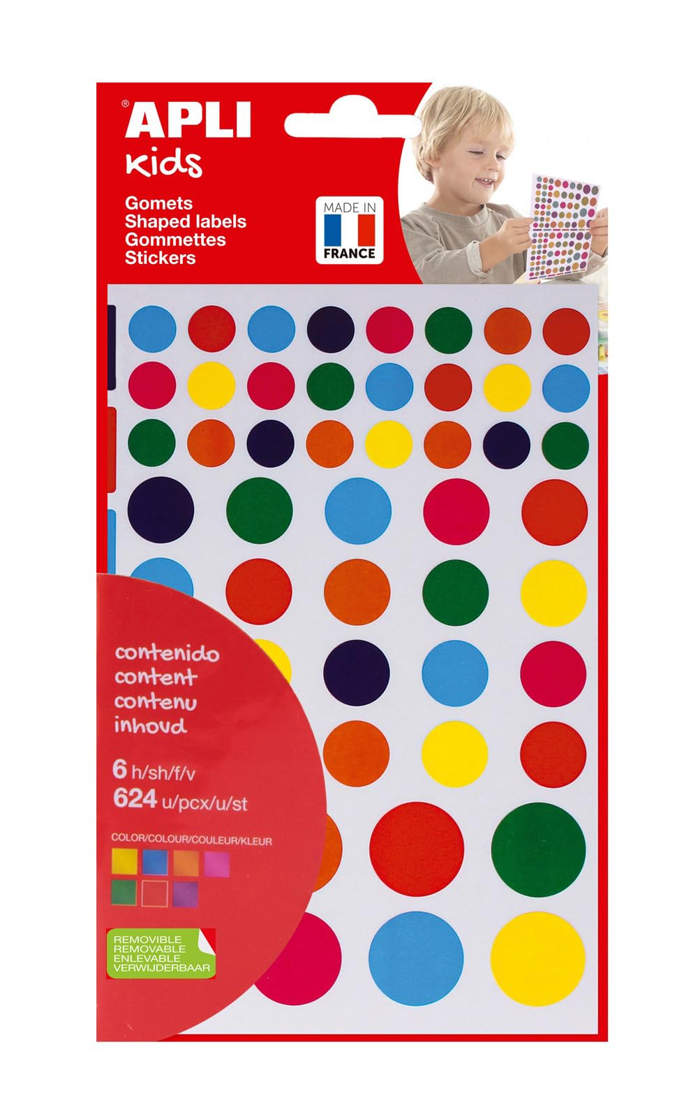 Apli 946026 - Adhesive and Removable gomets 6 Sheets