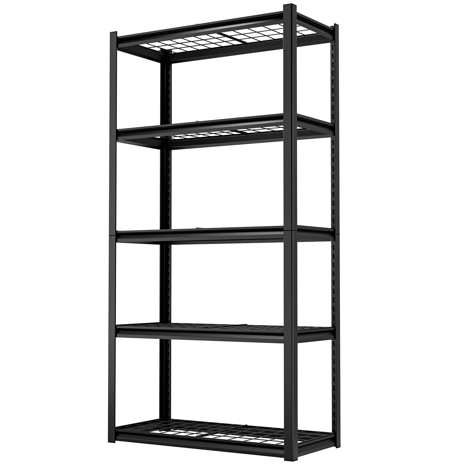 Himimi Scaffale per Carichi Pesanti in Metallo 90x40x182 cm, Portata 1000kg, Scaffalatura a 5 Ripiani a Griglia Regolabili, Scaffale ad Incastro per Garage Cantina Magazzino Officina Cucina, Nero