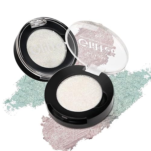 DE'LANCI - Paleta de sombra de ojos holográfica blanca brillante, maquillaje de sombra de ojos multicolor brillante, maquillaje de ojos metálico
