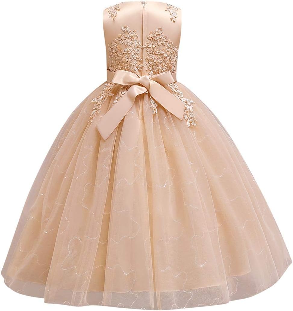 Flower Girls Embroidery Lace Bridesmaid Dress Beaded Wedding Pageant Party Princess Communion Floor Length Boho Dance Gown - Image 4